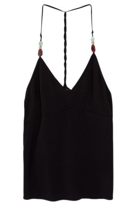 BLACK ECOVERO® STRAPPY TOP WITH XL BEADS BLACK 1