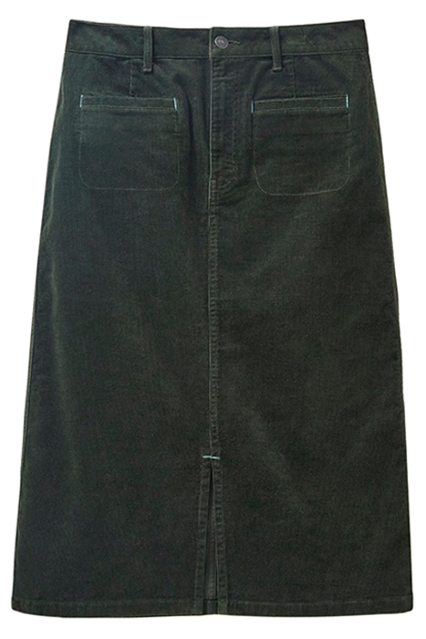 POPPY  CORD MIDI SKIRT KHAKI GREEN 1