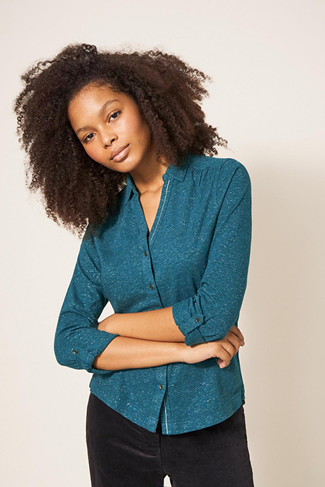 ANNIE SPARKLE JERSEY SHIRT DARK TEAL 3