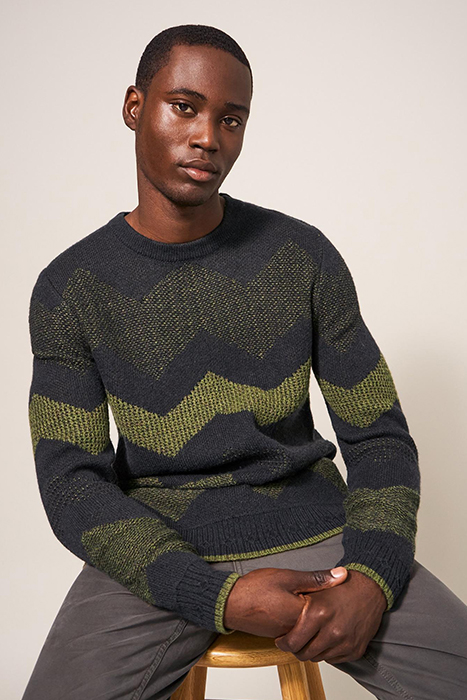 ZIG ZAG TEXTURED CREW CHARCOAL GREY 2