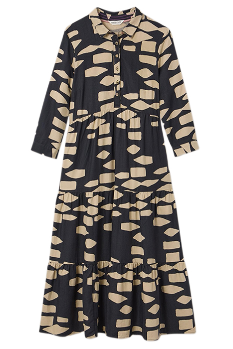 MAYA TIERED SHIRT DRE BLACK PRINTED 2