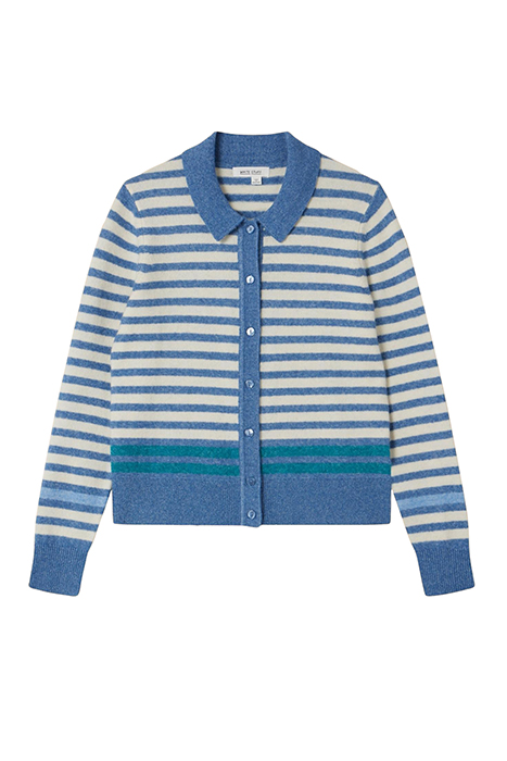 PEONY COLLARED CARDIGAN BLUE 2