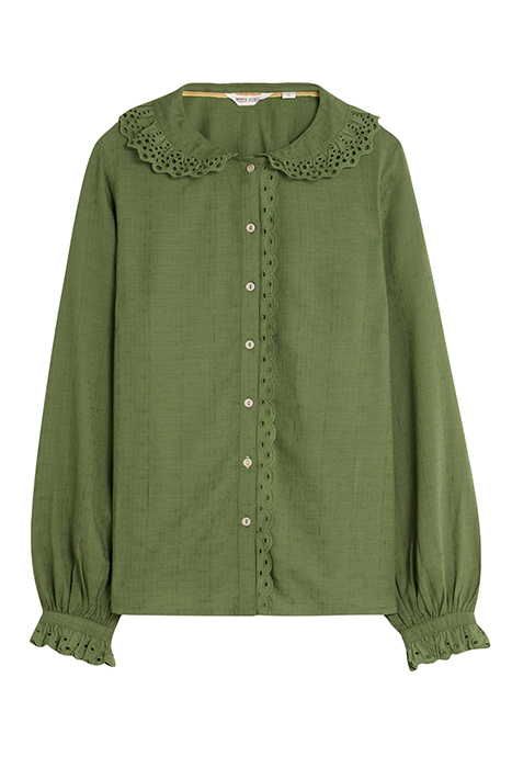 LARA BRODERIE SHIRT MID GREEN 3