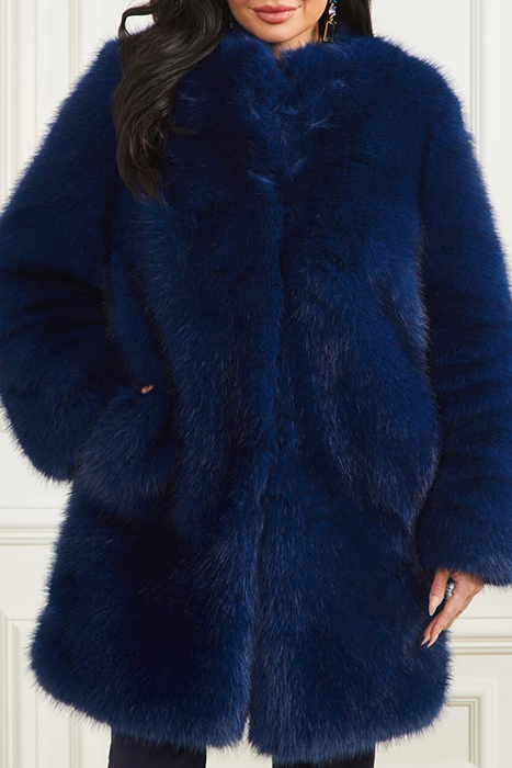 AMELIE FAUX FUR JACKET STILL NIGHT COAT MULTI 4