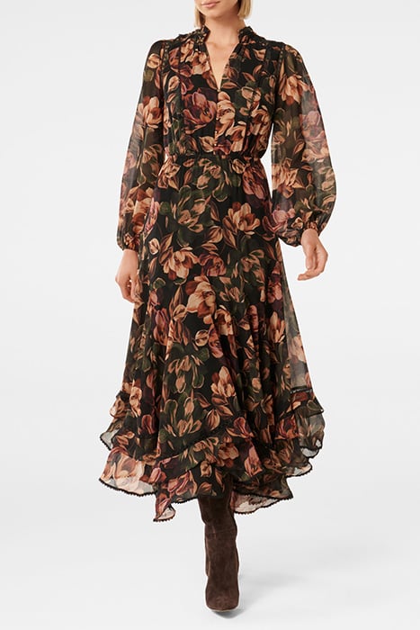 MATIESE BUTTON UP RUFFLE MIDI WRIGHT FLORAL 1