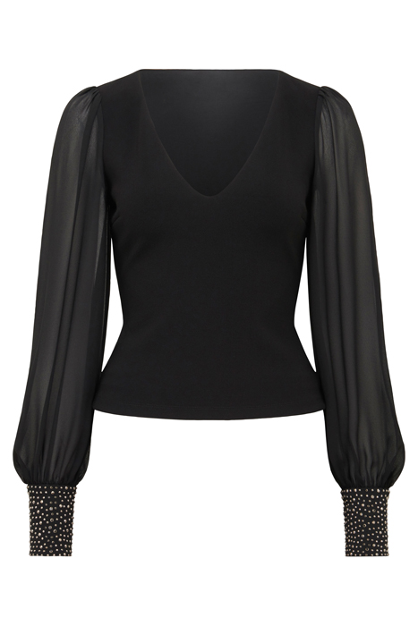 CONSTANCE RHINESTONE CUFF TOP BLACK JERSEY 4