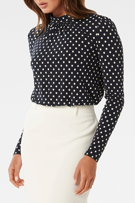 BEATRICE MOCK NECK CREPE BLOUSE CANTERBURY SPOT 5