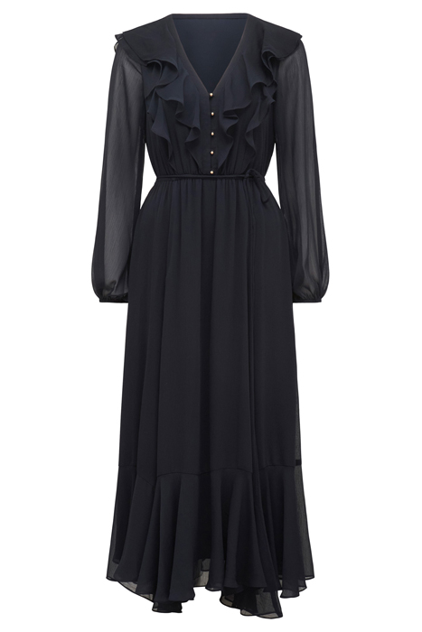 LANA RUFFLE NECK MIDI NAVY 3