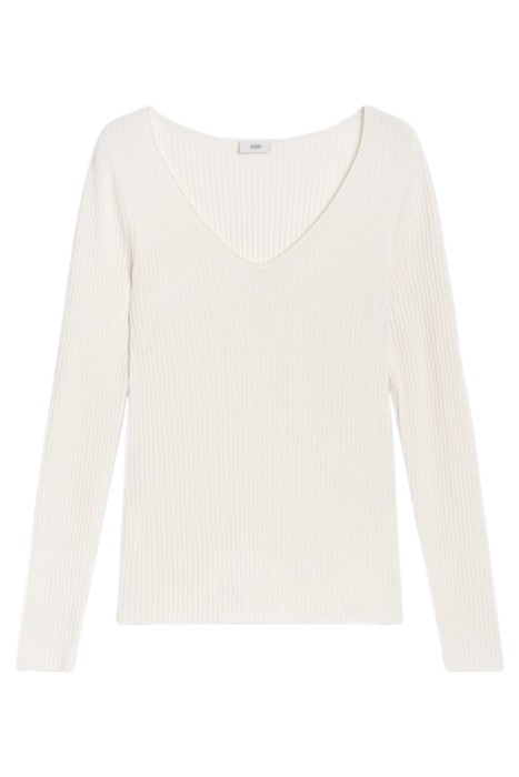 V NECK LONG SLEEVE KNITS ECRU 4