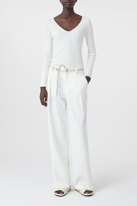 V NECK LONG SLEEVE KNITS ECRU 3