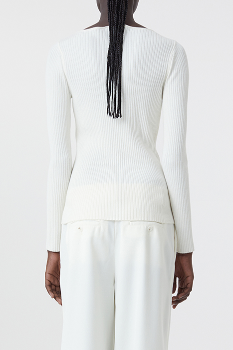 V NECK LONG SLEEVE KNITS ECRU 2