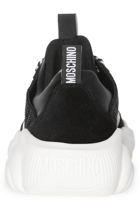 TEDDY RUN SNEAKER IN MESH, CALFSKIN AND SPLIT LEATHER BLACK 3