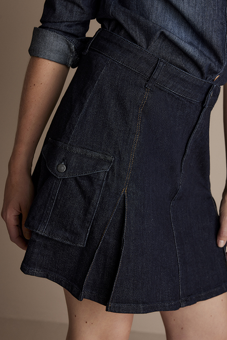 DENIM PLEATED SKIRT DENIM DARK INDIGO 4