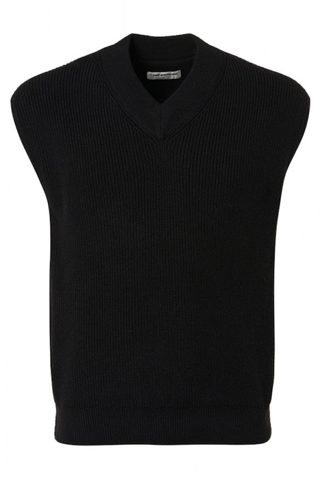SPENCER V-NECK RELIEF RIB JACQUARD WITH WOOL BLACK 4