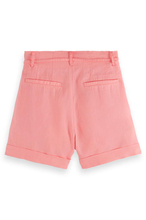 HIGH-RISE LINEN SHORT NEON CORAL 2