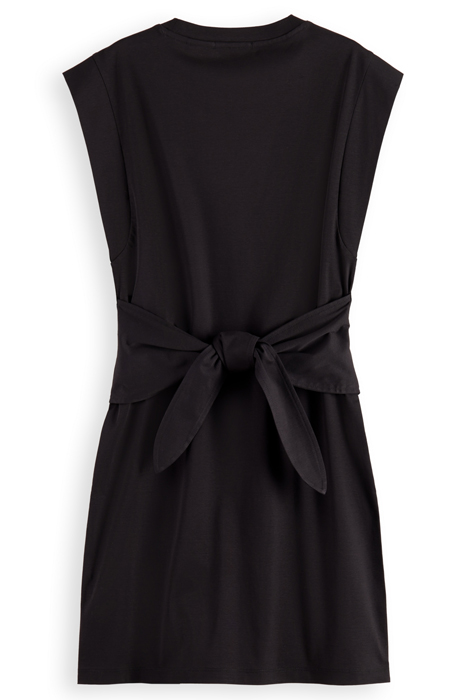 TIE WAIST MINI JERSEY DRESS EVENING BLACK 2