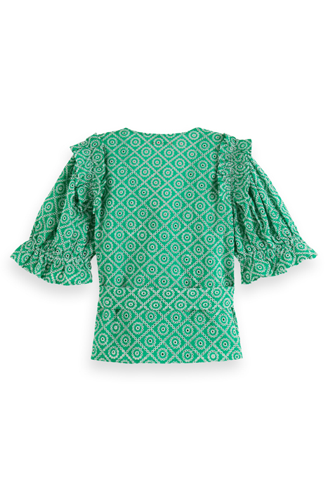 WRAP TOP WITH BRODERIE ANGLAISE GREEN BRODERIE ANGLAISE 5