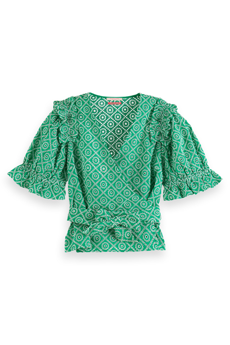 WRAP TOP WITH BRODERIE ANGLAISE GREEN BRODERIE ANGLAISE 4