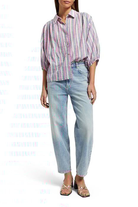 STRIPED BALLOON SLEEVE SHIRT BEACH STRIPE 2