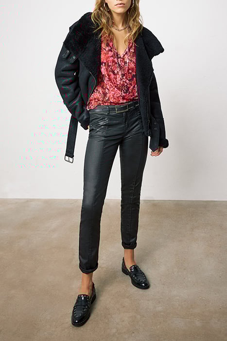 BLACK COATED MID-WAIST SCULPT-UP SLIM JEANS 3