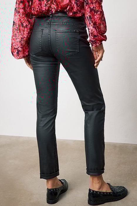 BLACK COATED MID-WAIST SCULPT-UP SLIM JEANS 2