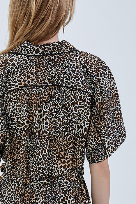 COGNAC SHIRT DRESS WITH BABY LEOPARD PRINT 5