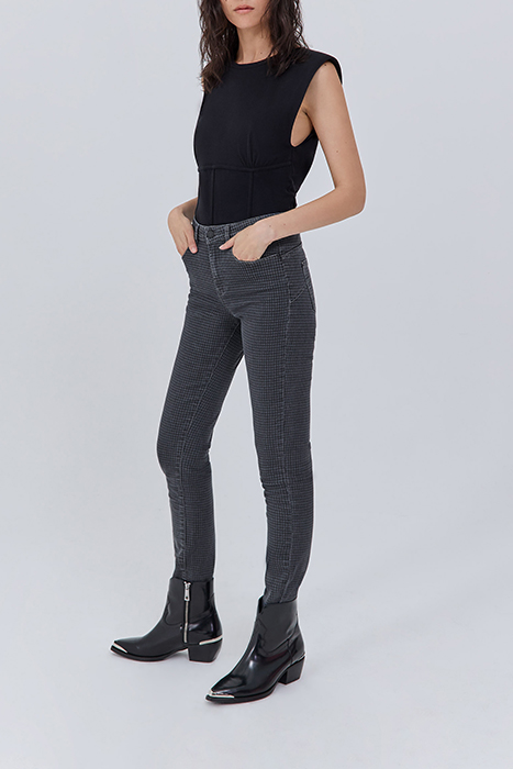 GREY HOUNDSTOOTH MOTIF SLIM JEANS 4