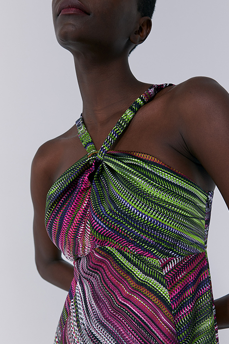 PRINTED LONG DRESS WITH TIED NECKLINE 4