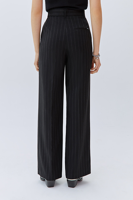 BLACK HIGH-WAIST WIDE-LEG PINSTRIPE TROUSERS 2