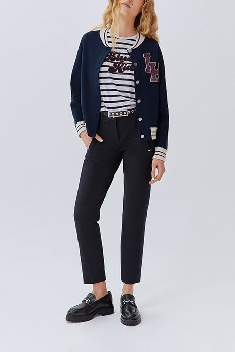 GREY MARL STRIPED T-SHIRT, BOUCLETTE EMBROIDERY 4