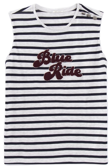 GREY MARL STRIPED T-SHIRT, BOUCLETTE EMBROIDERY 3