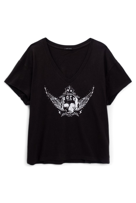 BLACK WINGED SKULL IMAGE T-SHIRT 4