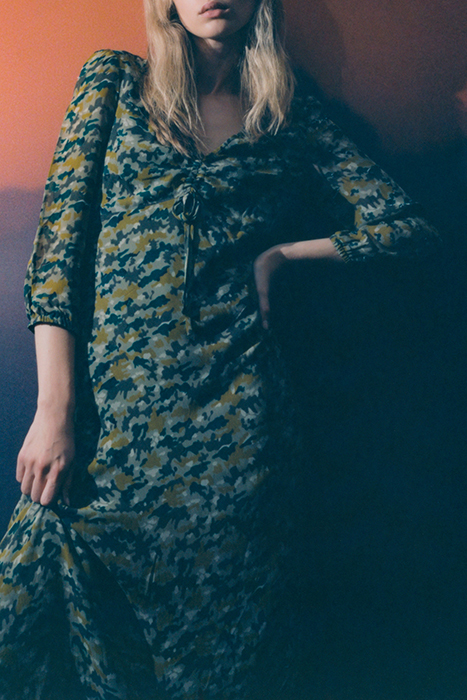 LICHEN LONG DRESS WITH GREEN CAMOUFLAGE PRINT 7