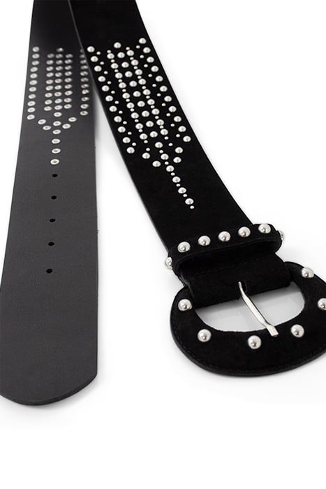 BLACK SUEDE STUDDED WIDE BELT 2
