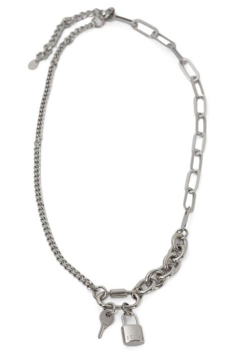 MIXED MARINE LINK AND PADLOCK LONG NECKLACE 2