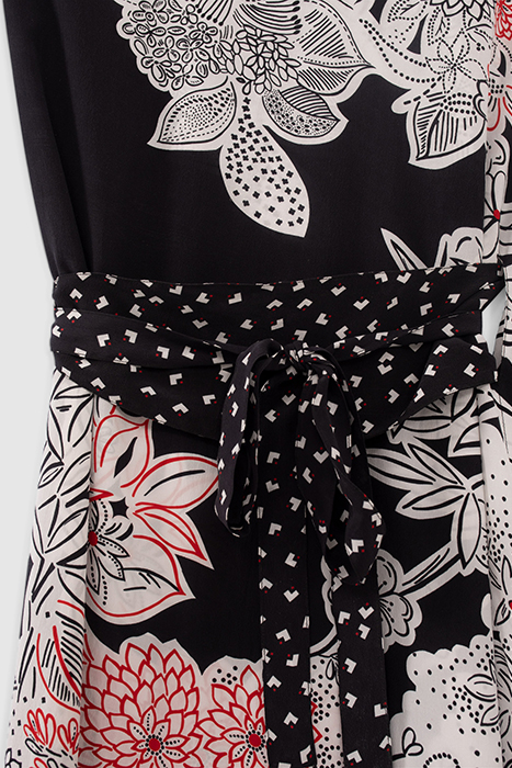 IKKS X GIGEEZ BLACK FLOWER MOTIF ASYMMETRIC DRESS 5