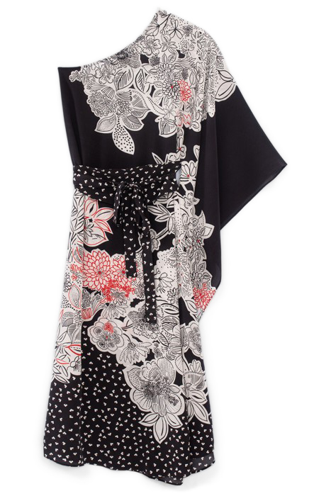 IKKS X GIGEEZ BLACK FLOWER MOTIF ASYMMETRIC DRESS 3
