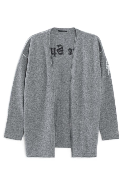 GREY KNIT CARDIGAN WITH SLOGAN ON BACK 5