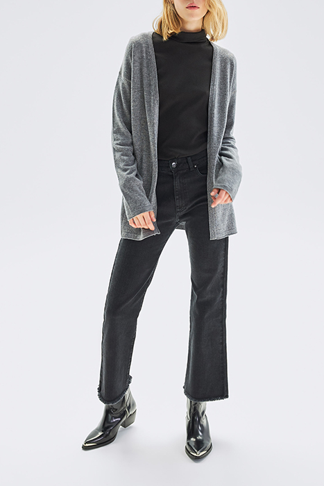 GREY KNIT CARDIGAN WITH SLOGAN ON BACK 3