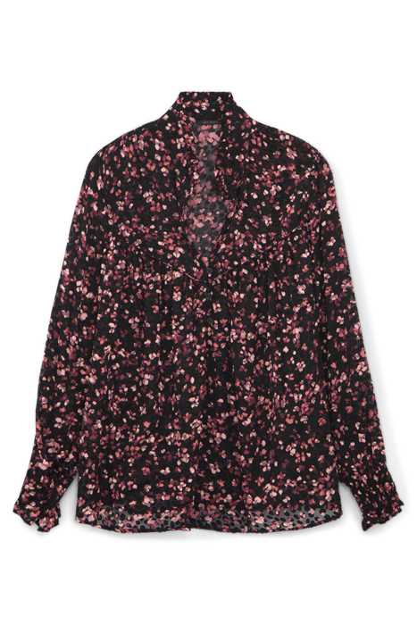 BLACK SHEER BLOUSE WITH PINK VELVET PRINT 4