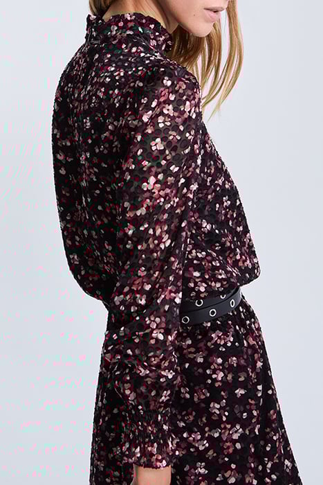 BLACK SHORT SHEER DRESS WITH PINK VELVET PRINT 6