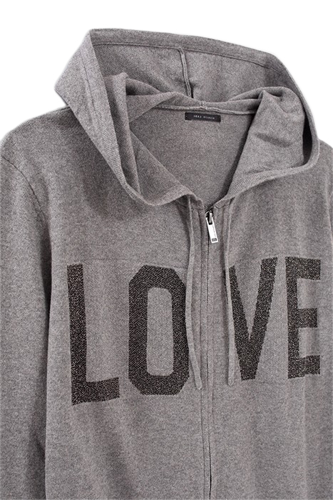 GREY KNIT CARDIGAN, JACQUARD SLOGAN FRONT & BACK 6