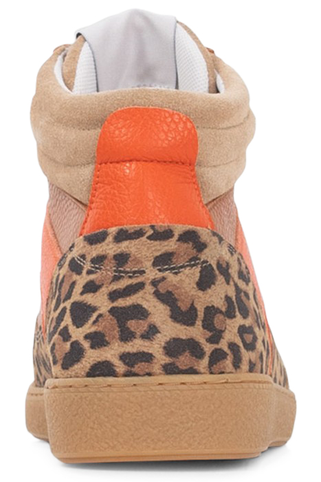 BEIGE, ORANGE AND LEOPARD LEATHER MIX TRAINERS 3