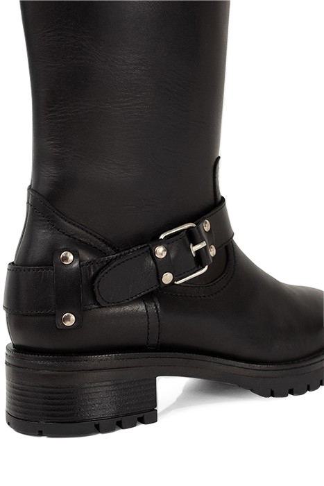 BLACK LEATHER BIKER-STYLE BOOTS WITH LUGGED SOLE 5