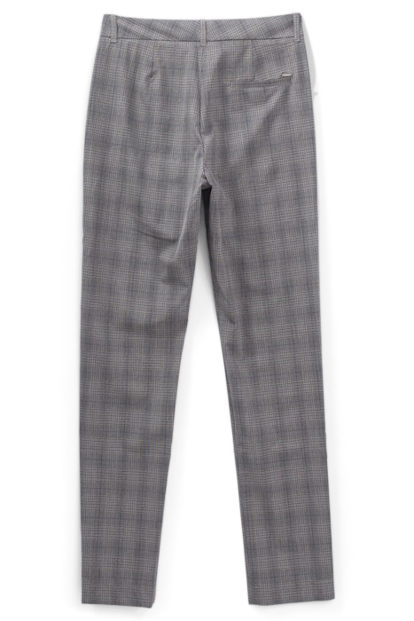 GREY PRINCE OF WALES MOTIF SLIM TROUSERS 4
