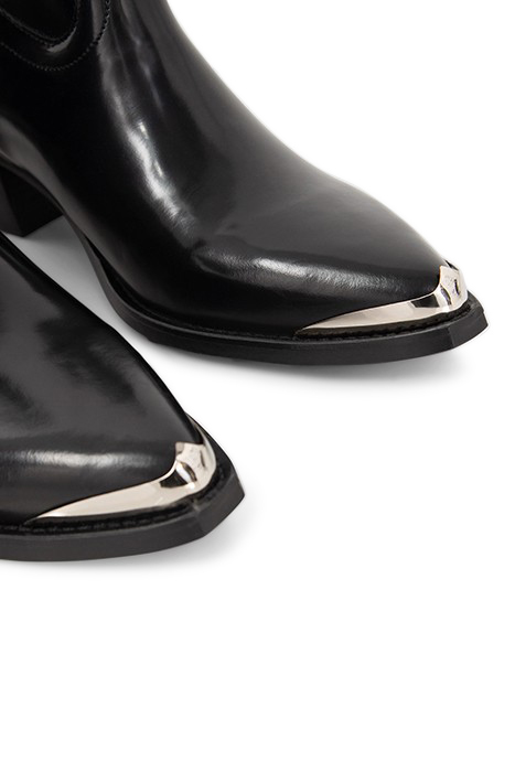 BLACK LEATHER BOOTS WITH METAL BARS 6