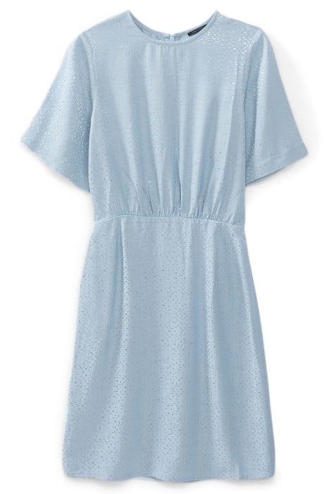 BLUE DECORATIVE GRAPHIC MOTIF JACQUARD DRESS 2