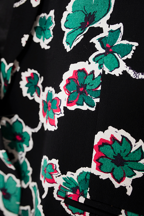 BLACK SUIT JACKET WITH GREEN FLOWERS PRINT 6