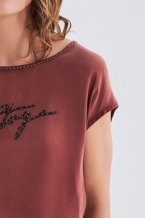 TOMETTE RED TOP WITH BEAD DECOR 6