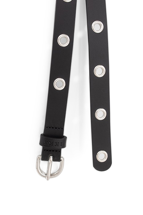 BLACK LEATHER WRAPAROUND BELT WITH EYELETS 2